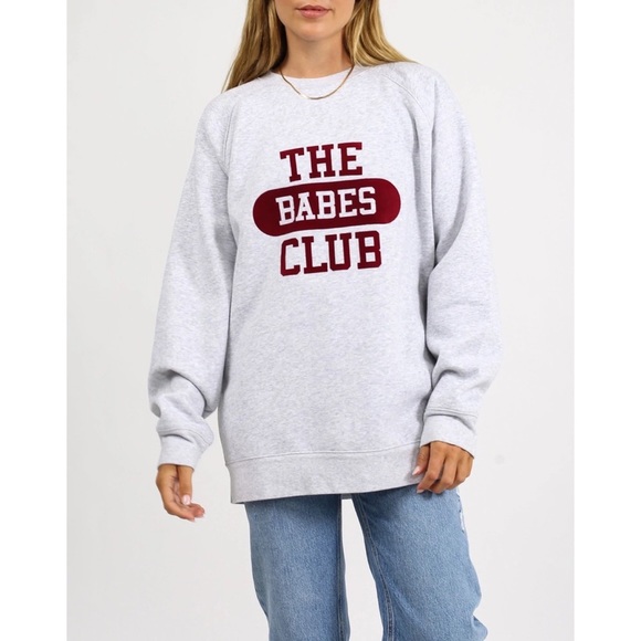 Brunette The Label Tops - 22. NWT Brunette the Label The Babes Club Big Sister Crew Pebble Grey XS/S